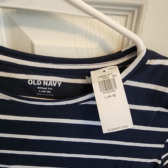 Old Navy Girl's Navy Striped Shirt - Picture 3 of 5